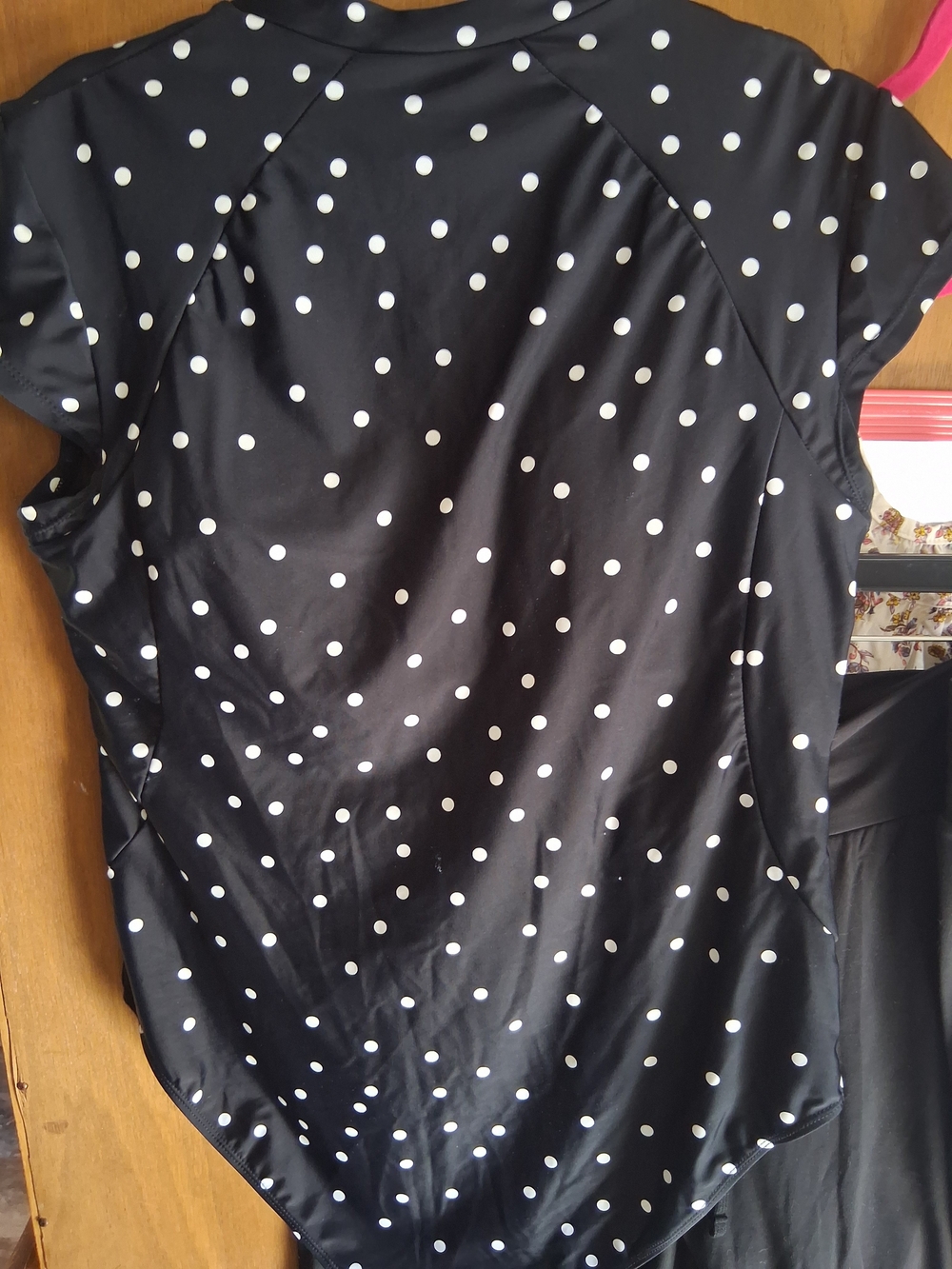 Women’s Black Polka Dot Cap Sleeve Swim Suit/Bodysuit